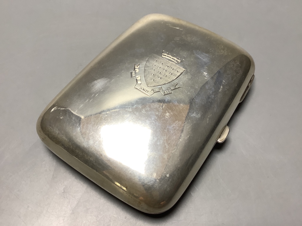 A late Victorian silver cigar case, Joseph Gloster, Birmingham, 1900, 12.1 cm, gross 5 oz.